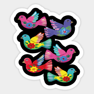 Mexican doves colorful folk art pattern handmade maximalist ornament decoration Sticker